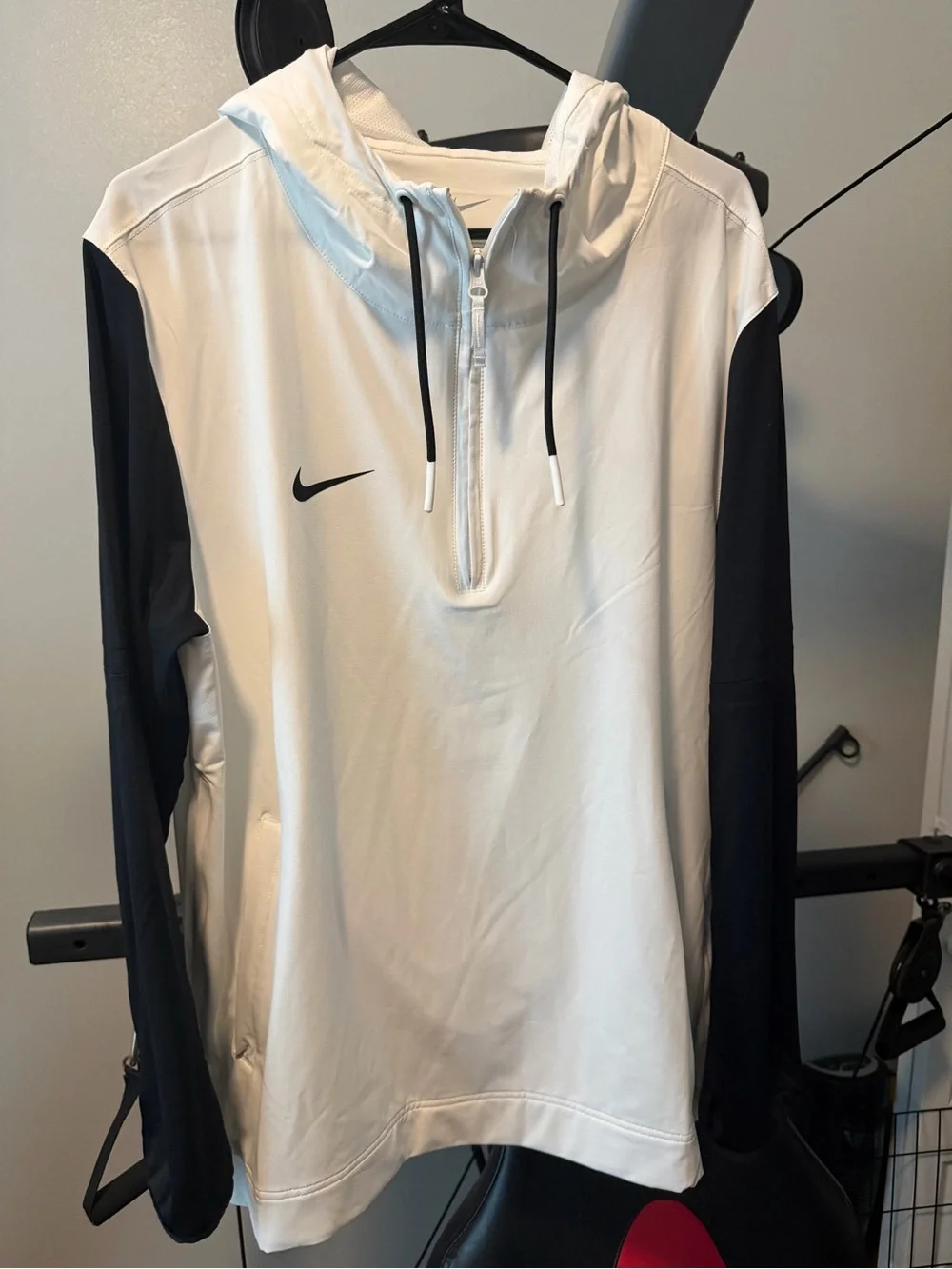 Nike White and Black Hooded Performance Pullover Jacket FJ9536-100